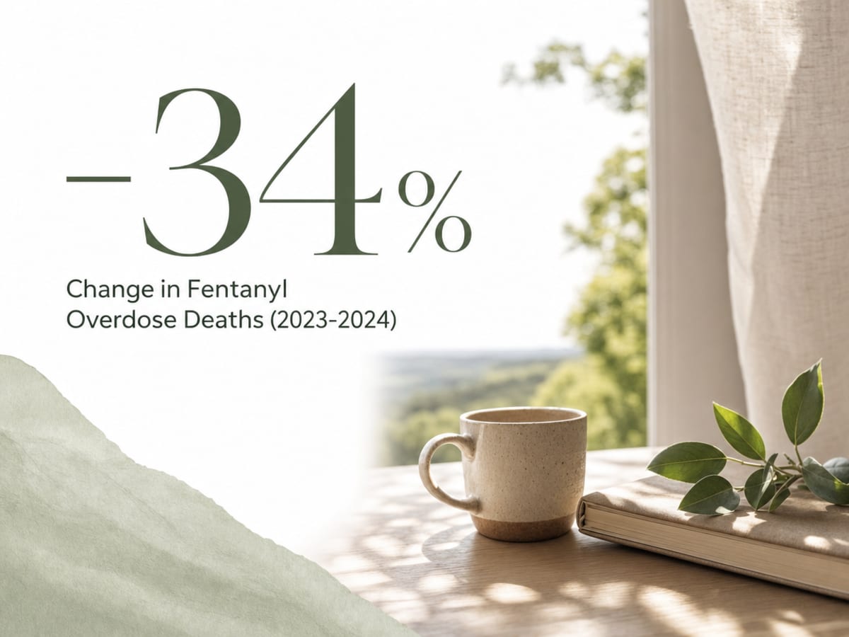 Infographic showing Change in Fentanyl Overdose Deaths (2023-2024)