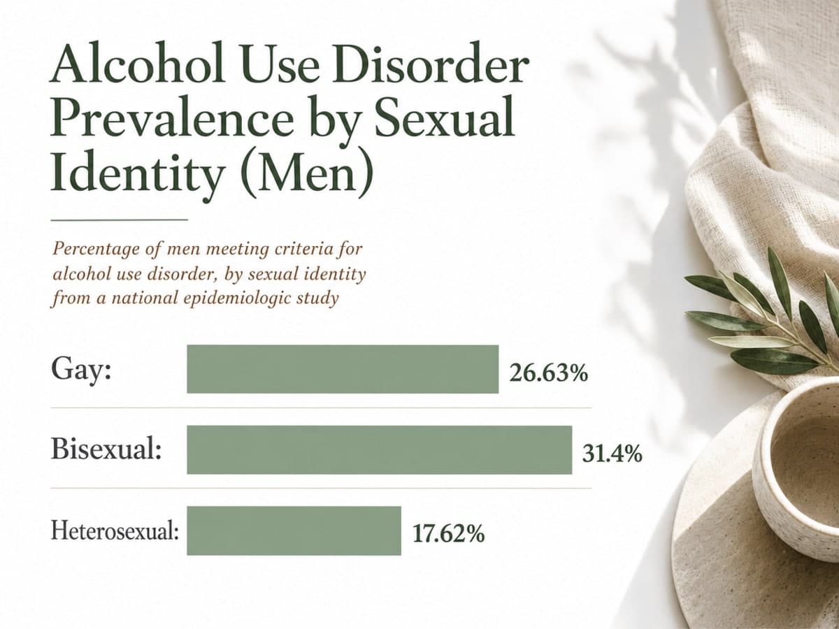 Chart showing Alcohol Use Disorder Prevalence by Sexual Identity (Men)