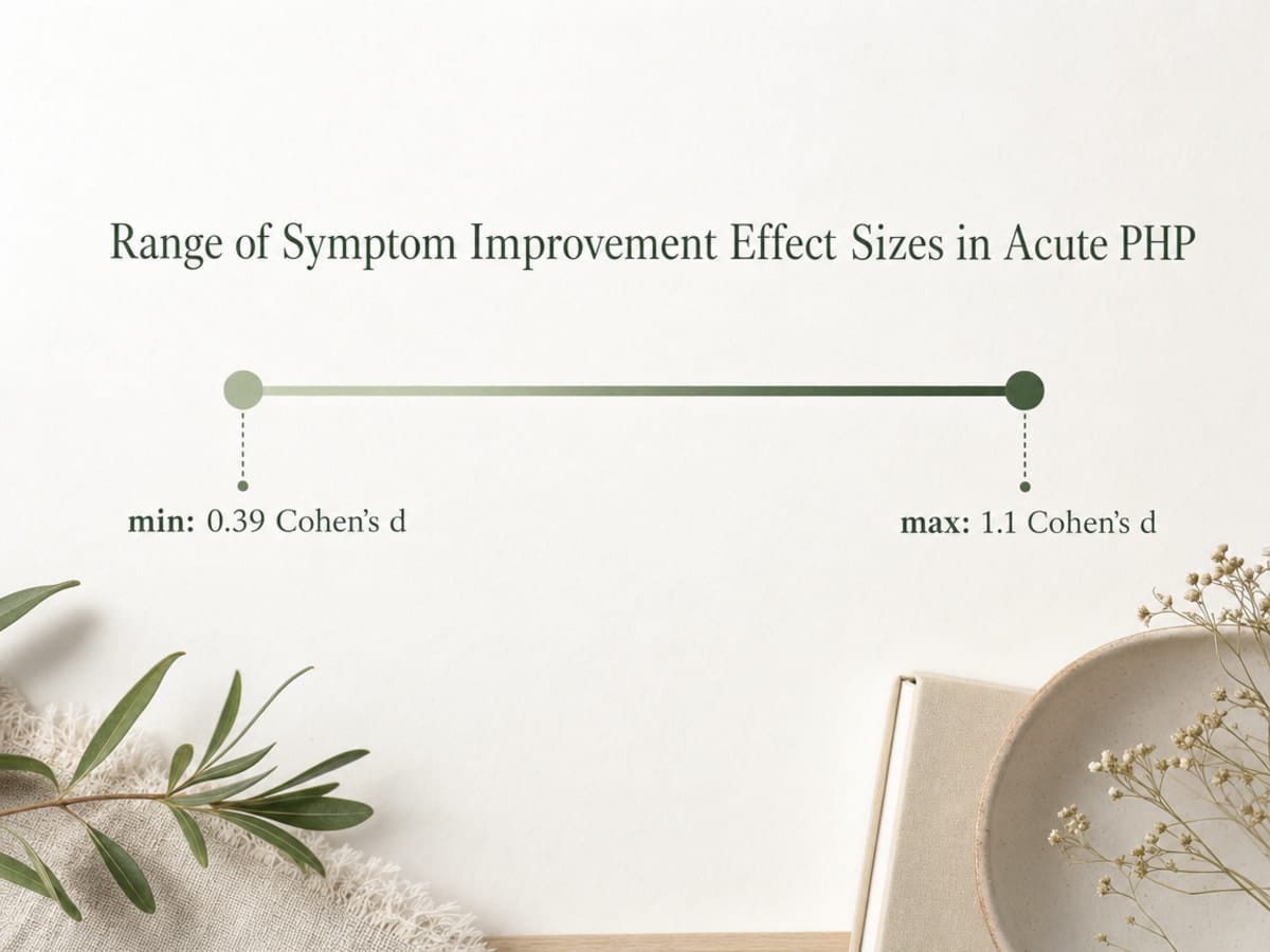 Chart showing Range of Symptom Improvement Effect Sizes in Acute PHP