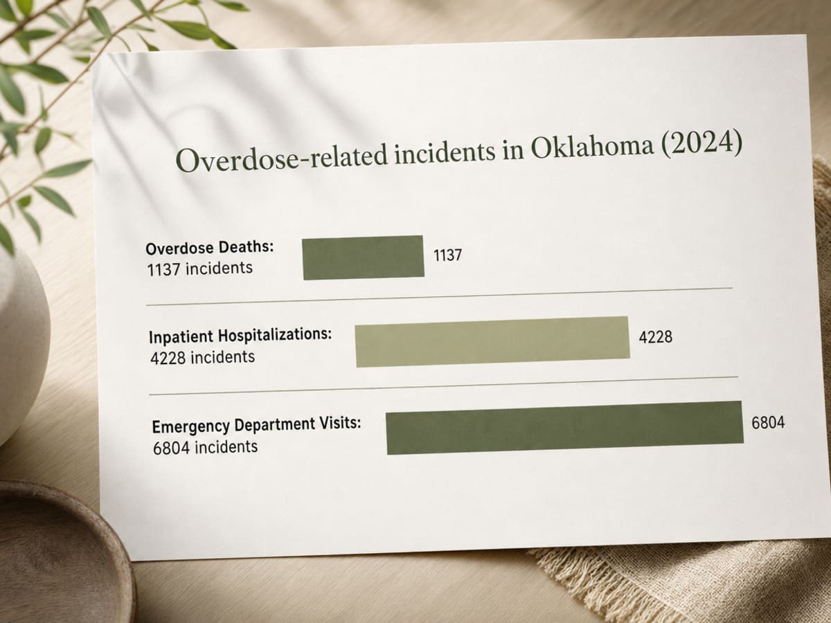 Chart showing Overdose-related incidents in Oklahoma (2024)