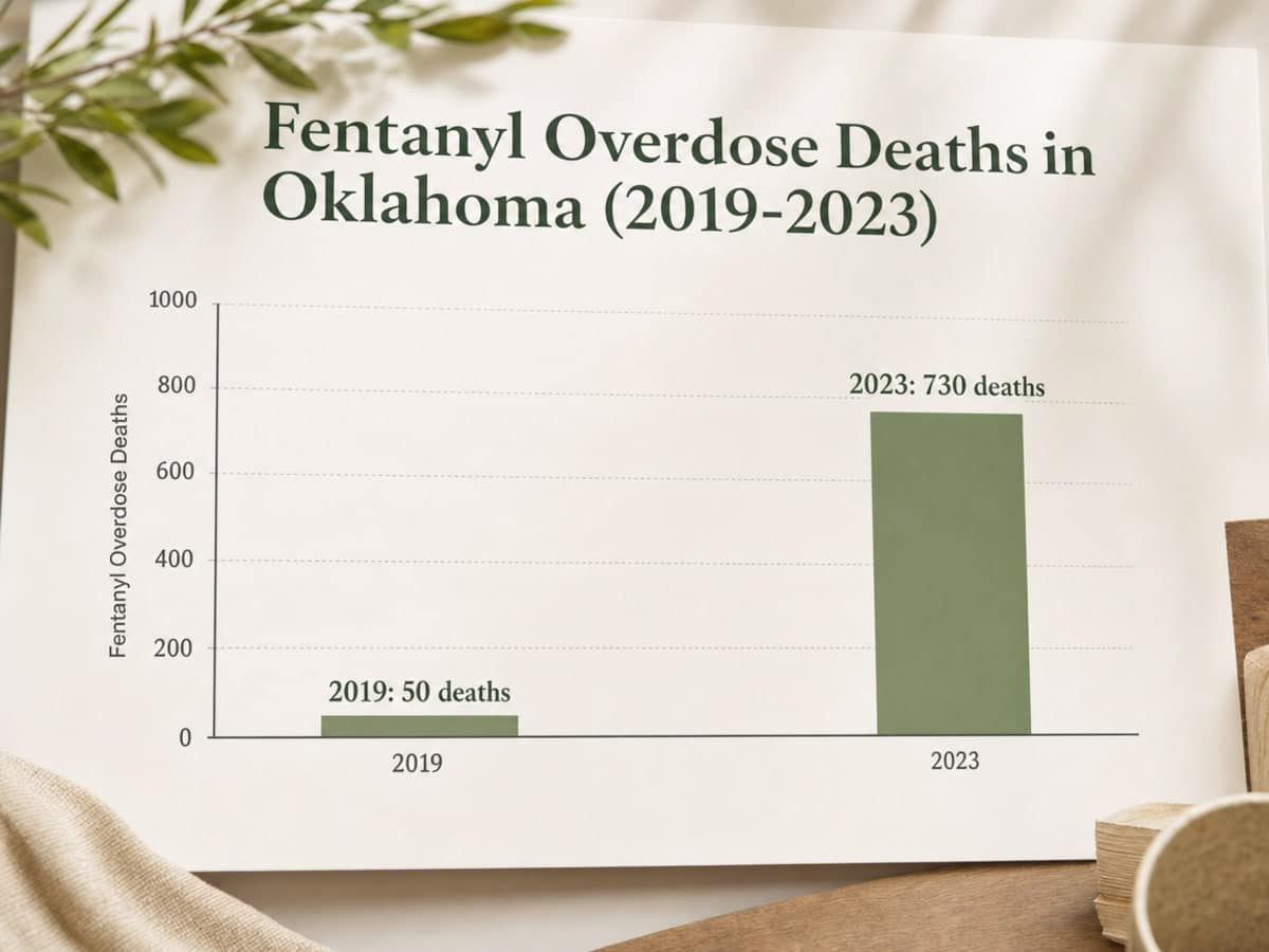 Chart showing Fentanyl Overdose Deaths in Oklahoma (2019-2023)