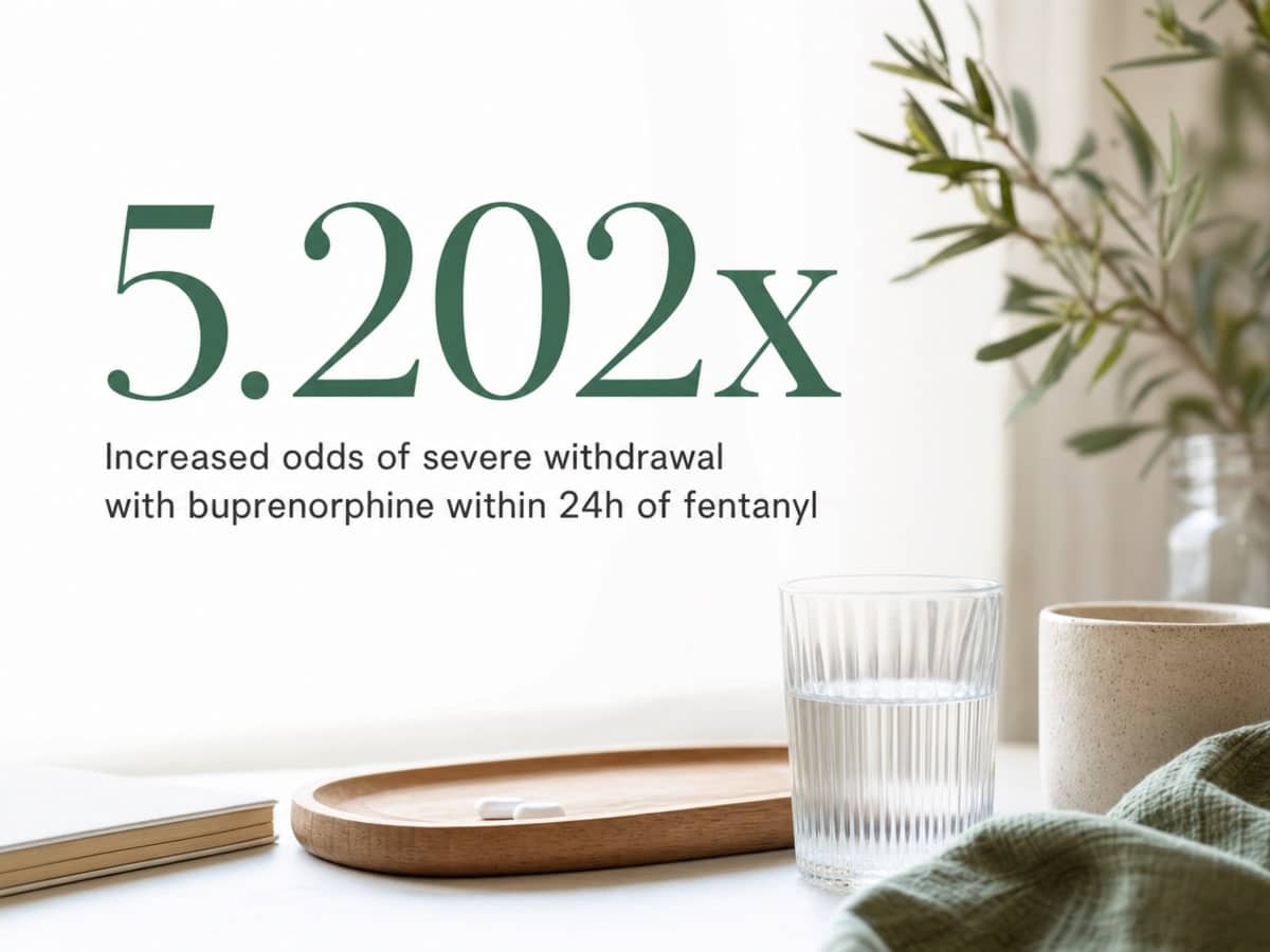 Infographic showing Increased odds of severe withdrawal with buprenorphine within 24h of fentanyl