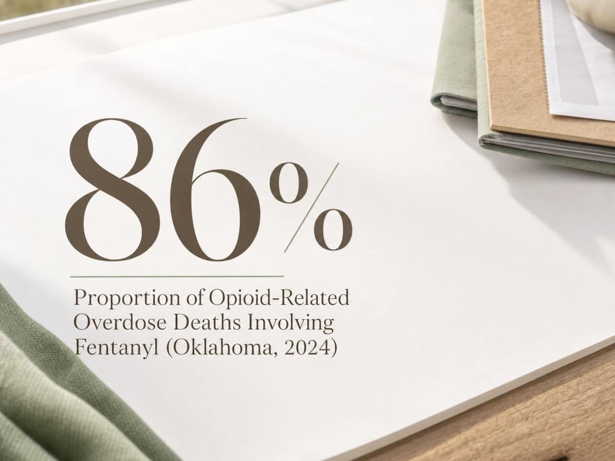 Infographic showing Proportion of Opioid-Related Overdose Deaths Involving Fentanyl (Oklahoma, 2024)