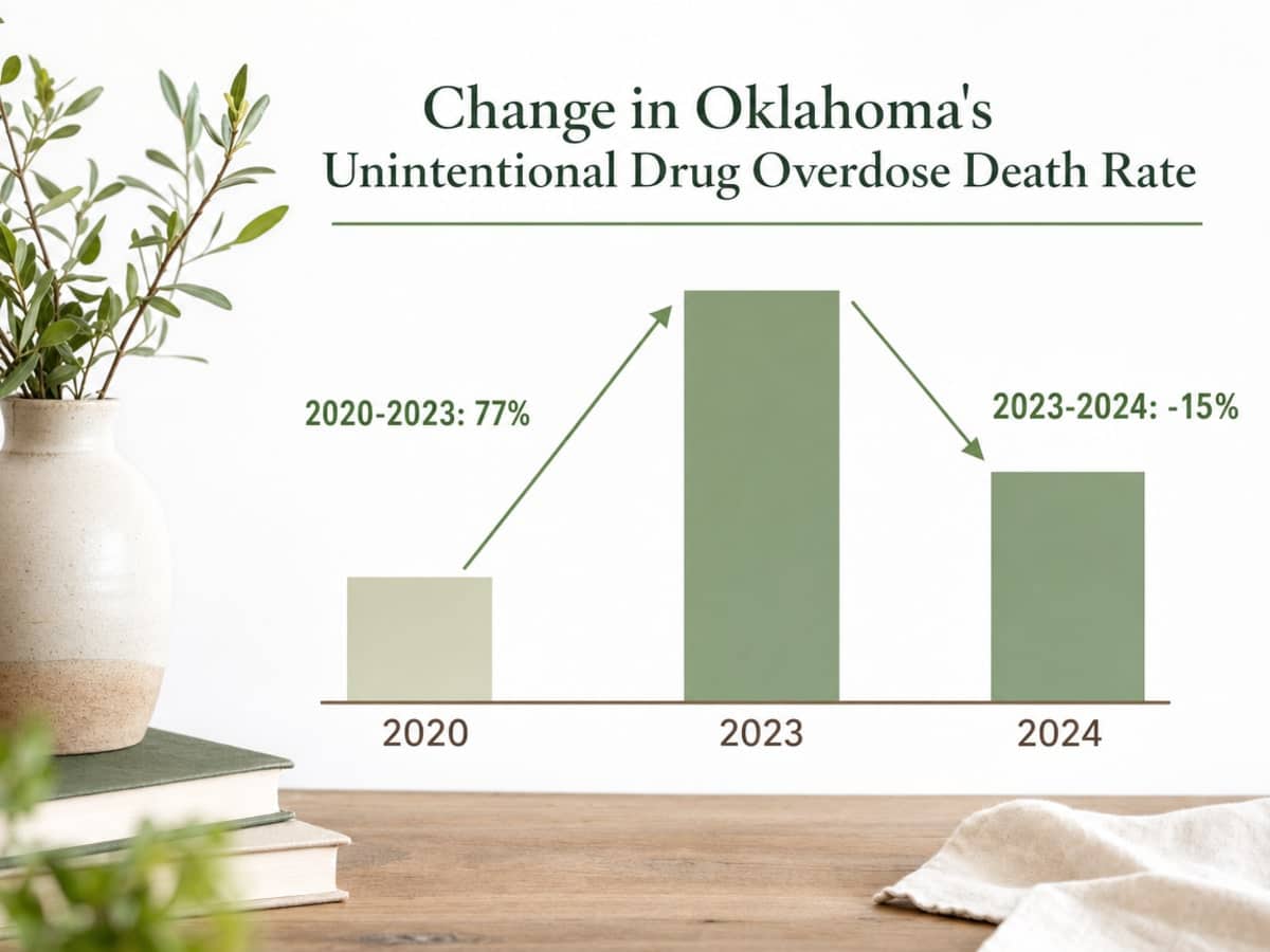 Chart showing Change in Oklahoma's Unintentional Drug Overdose Death Rate