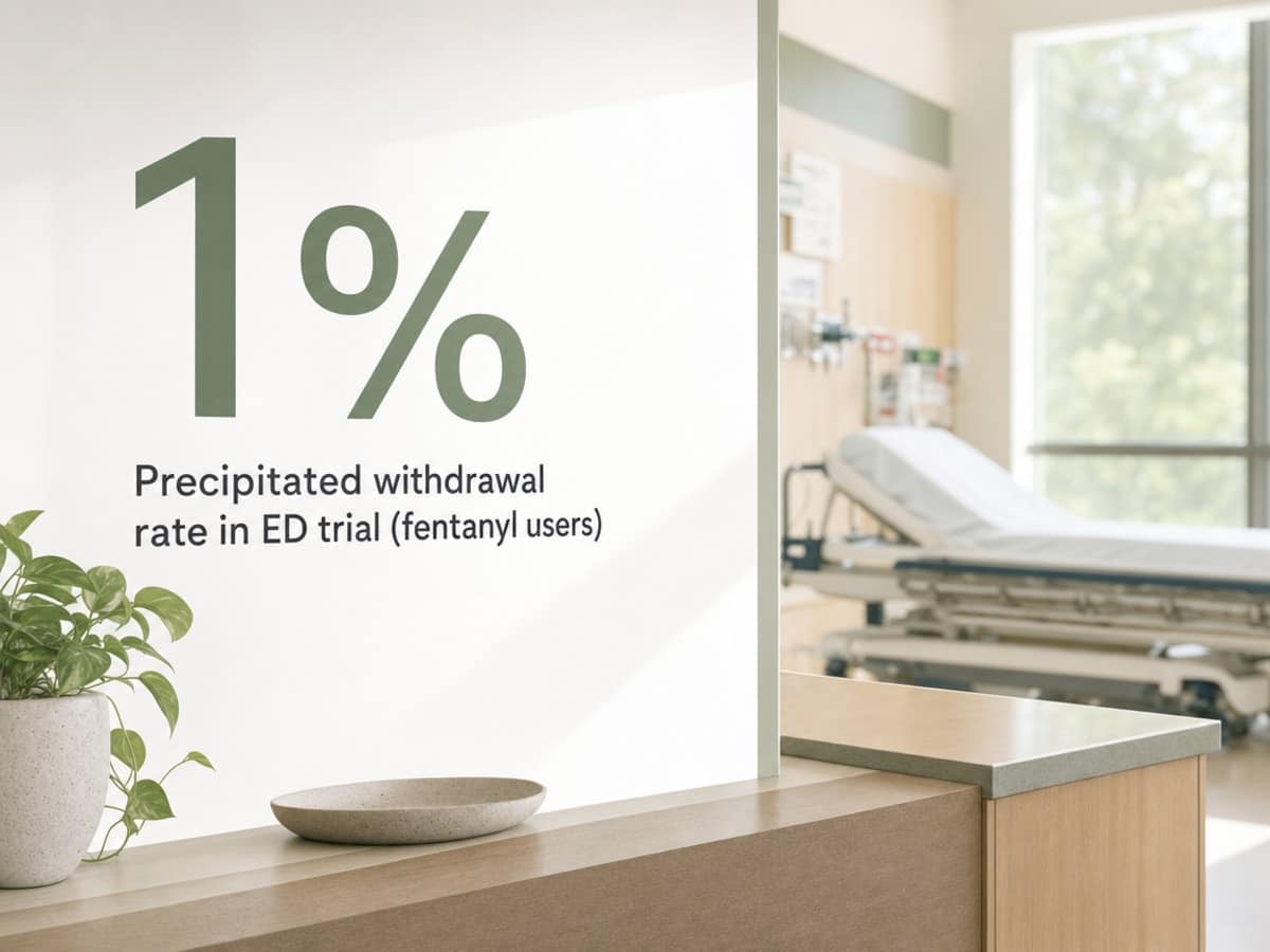 Infographic showing Precipitated withdrawal rate in ED trial (fentanyl users)