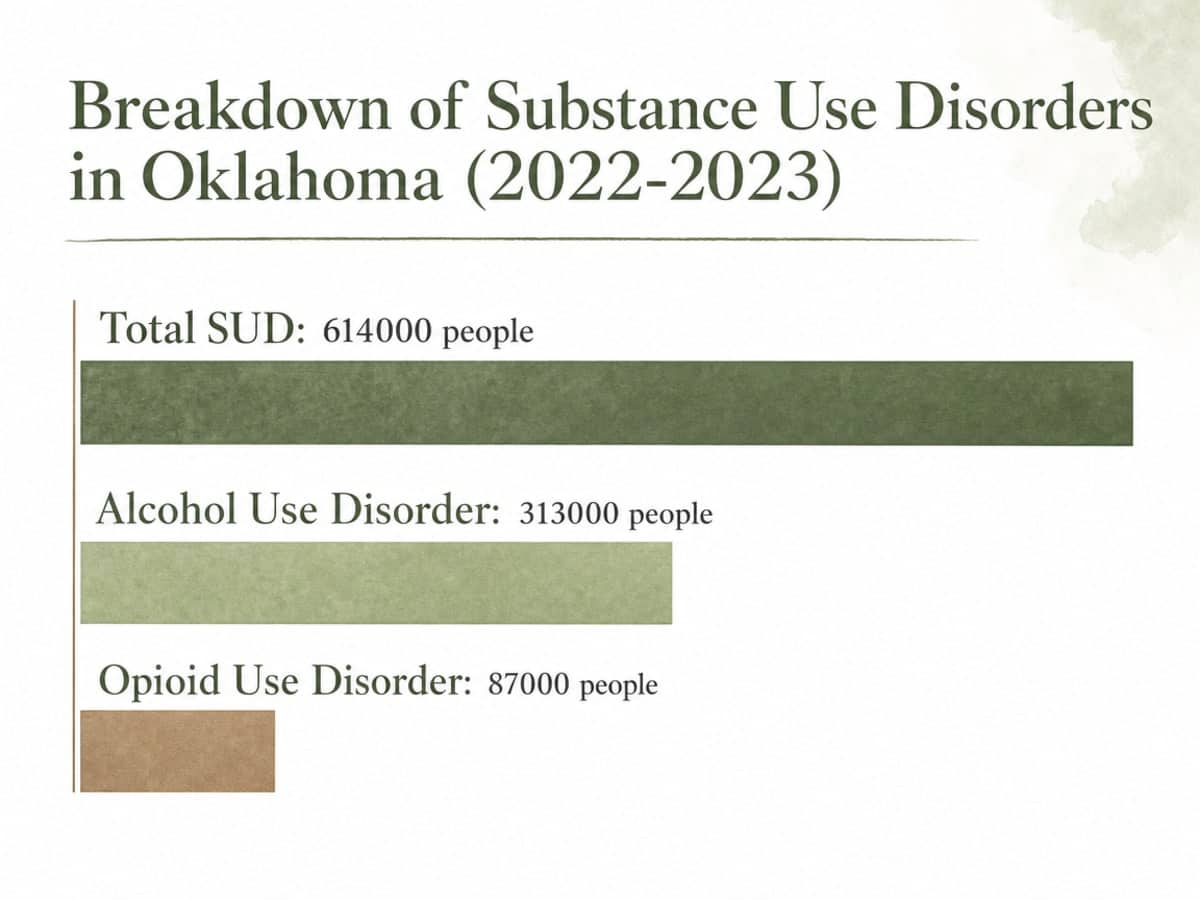 Chart showing Breakdown of Substance Use Disorders in Oklahoma (2022-2023)