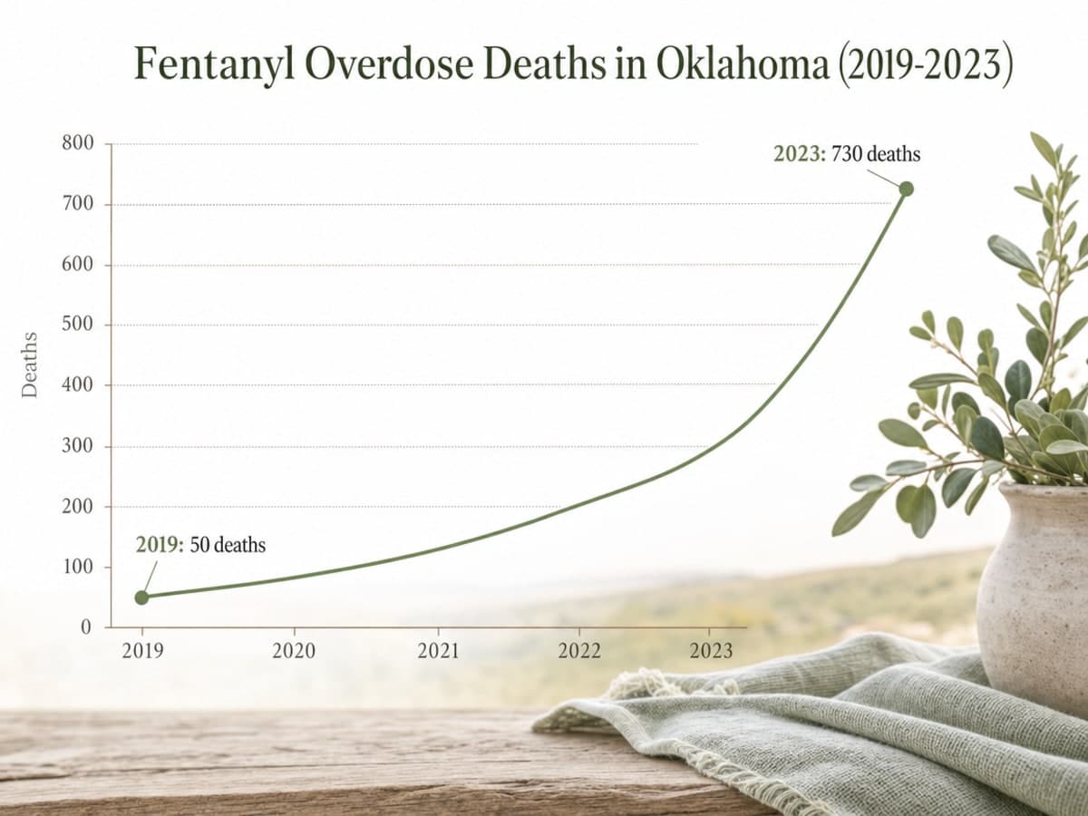 Chart showing Fentanyl Overdose Deaths in Oklahoma (2019-2023)