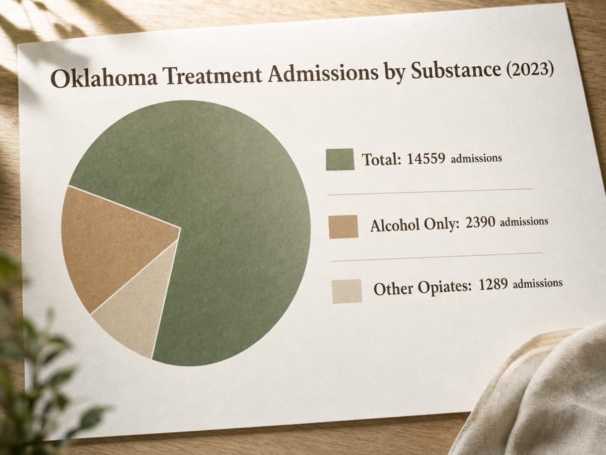 Chart showing Oklahoma Treatment Admissions by Substance (2023)