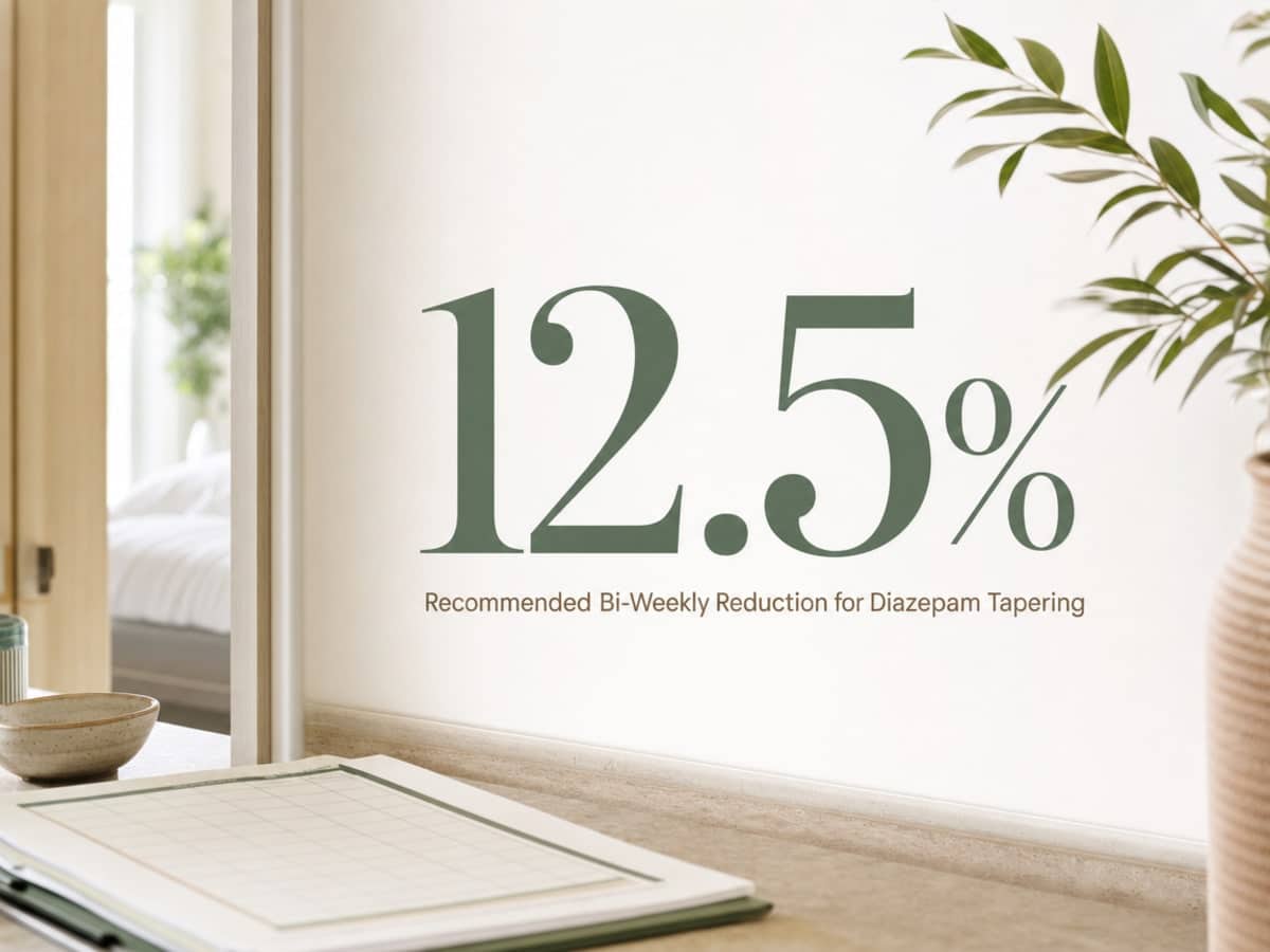 Infographic showing Recommended Bi-Weekly Reduction for Diazepam Tapering