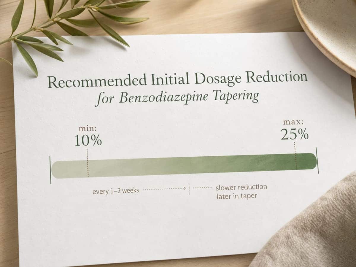 Chart showing Recommended Initial Dosage Reduction for Benzodiazepine Tapering