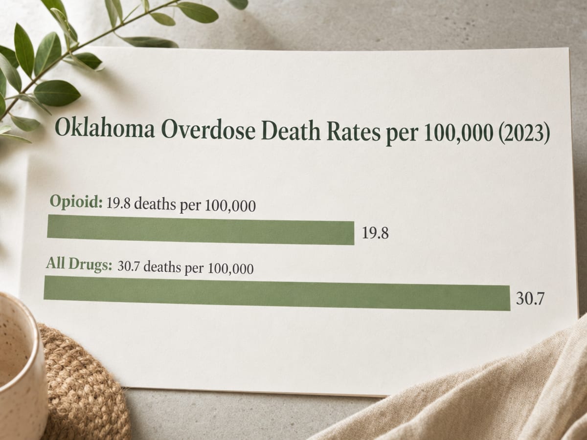 Chart showing Oklahoma Overdose Death Rates per 100,000 (2023)