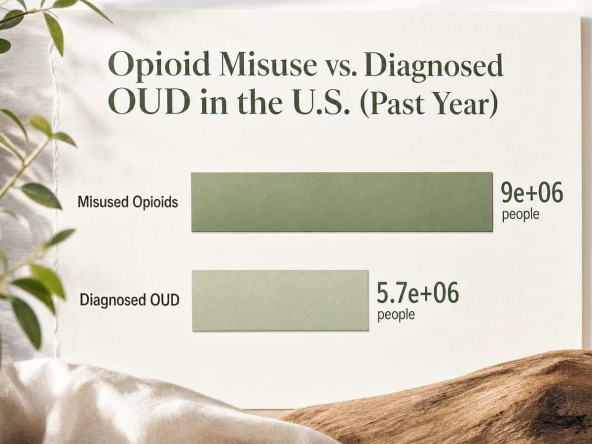 Chart showing Opioid Misuse vs. Diagnosed OUD in the U.S. (Past Year)