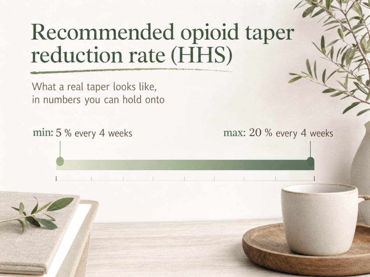 Chart showing Recommended opioid taper reduction rate (HHS)