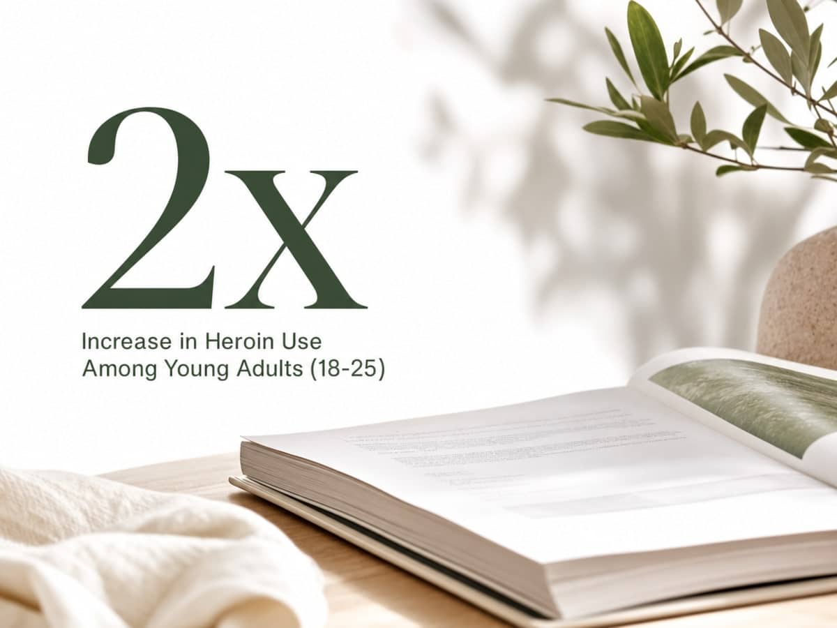 Infographic showing Increase in Heroin Use Among Young Adults (18-25)