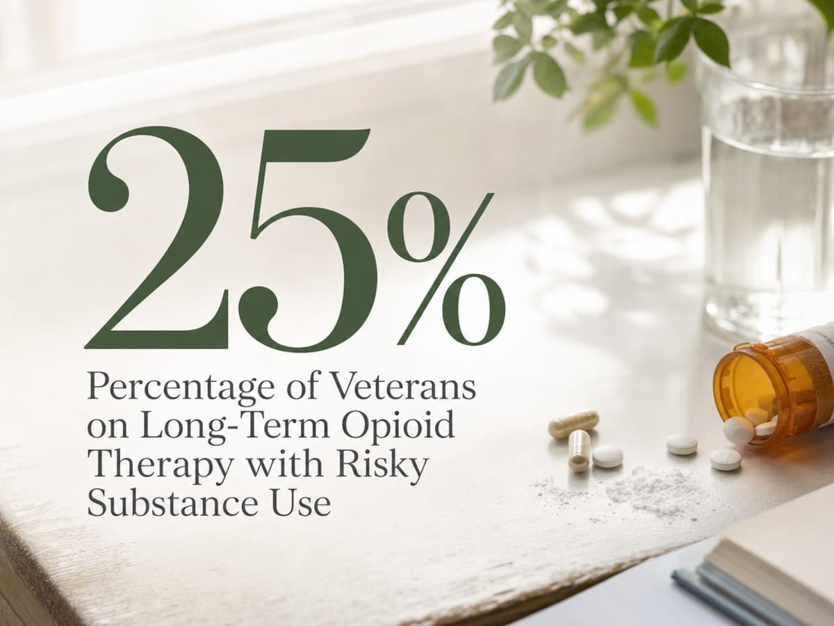 Infographic showing Percentage of Veterans on Long-Term Opioid Therapy with Risky Substance Use