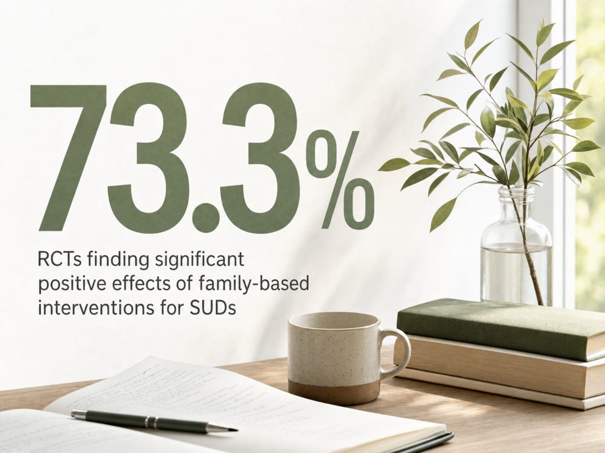 Infographic showing RCTs finding significant positive effects of family-based interventions for SUDs