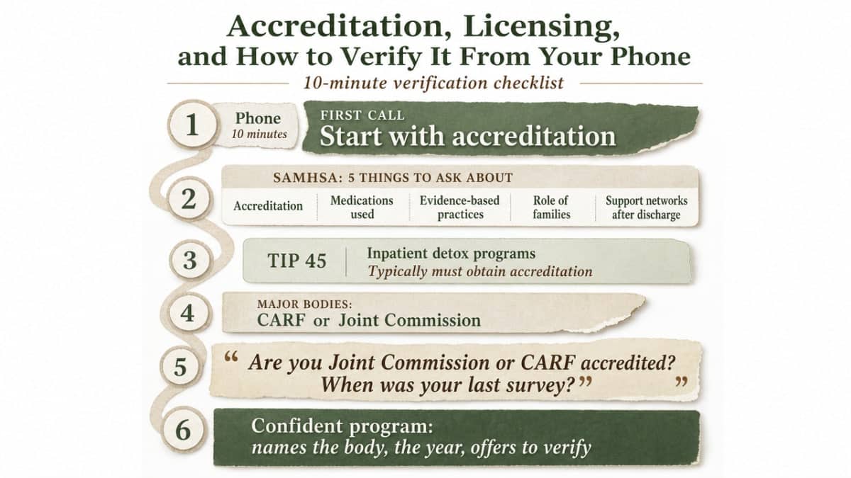 Give readers a structured verification checklist for accreditation and Oklahoma state licensing described in this section