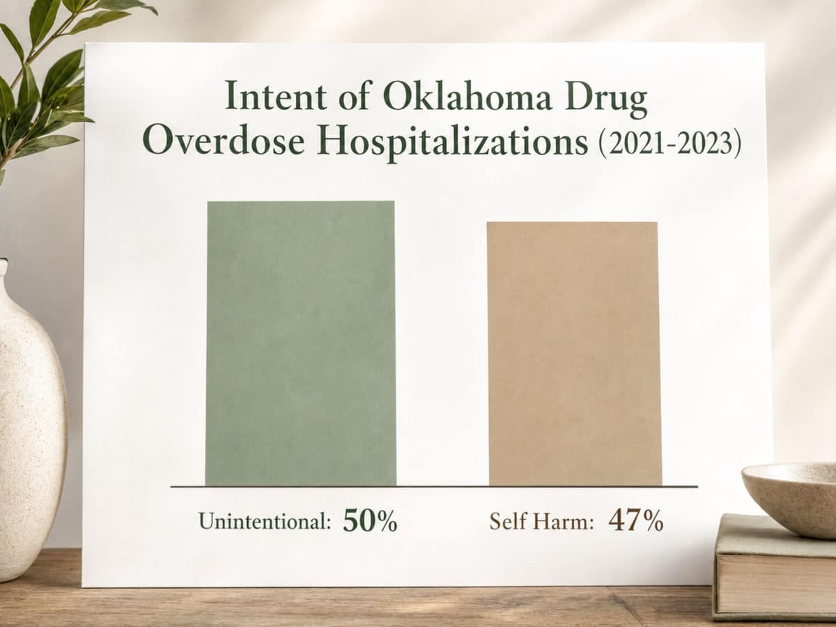 Chart showing Intent of Oklahoma Drug Overdose Hospitalizations (2021-2023)