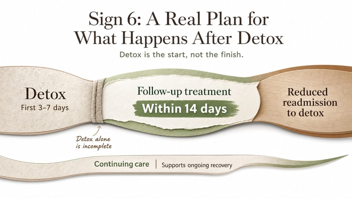 Visualize the cited 14-day follow-up window and its connection to reduced readmission, directly supporting the section's continuity-of-care argument