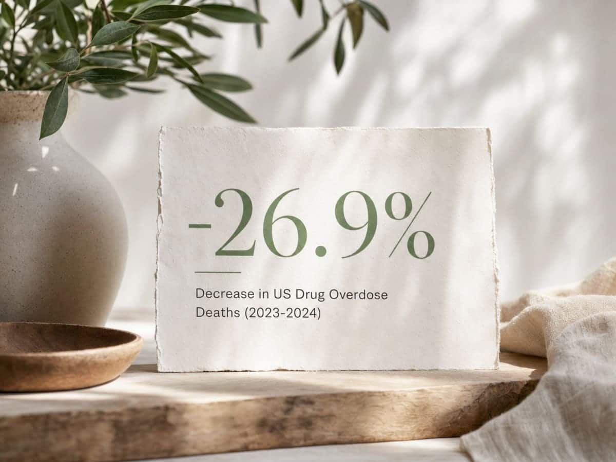Infographic showing Decrease in US Drug Overdose Deaths (2023-2024)