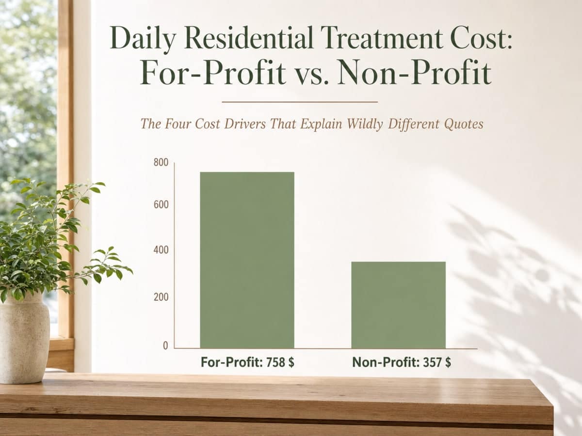 Chart showing Daily Residential Treatment Cost: For-Profit vs. Non-Profit
