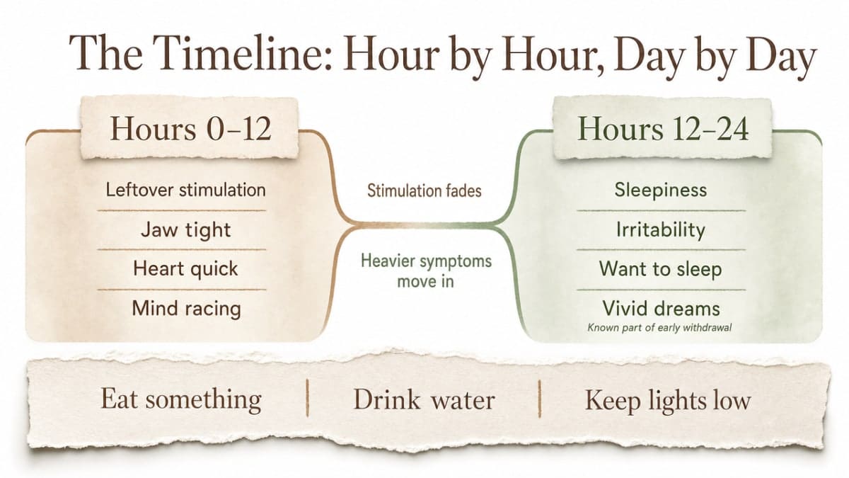 Visualize the cited withdrawal timeline phases referenced throughout this section, giving readers a clear map of what to expect across days