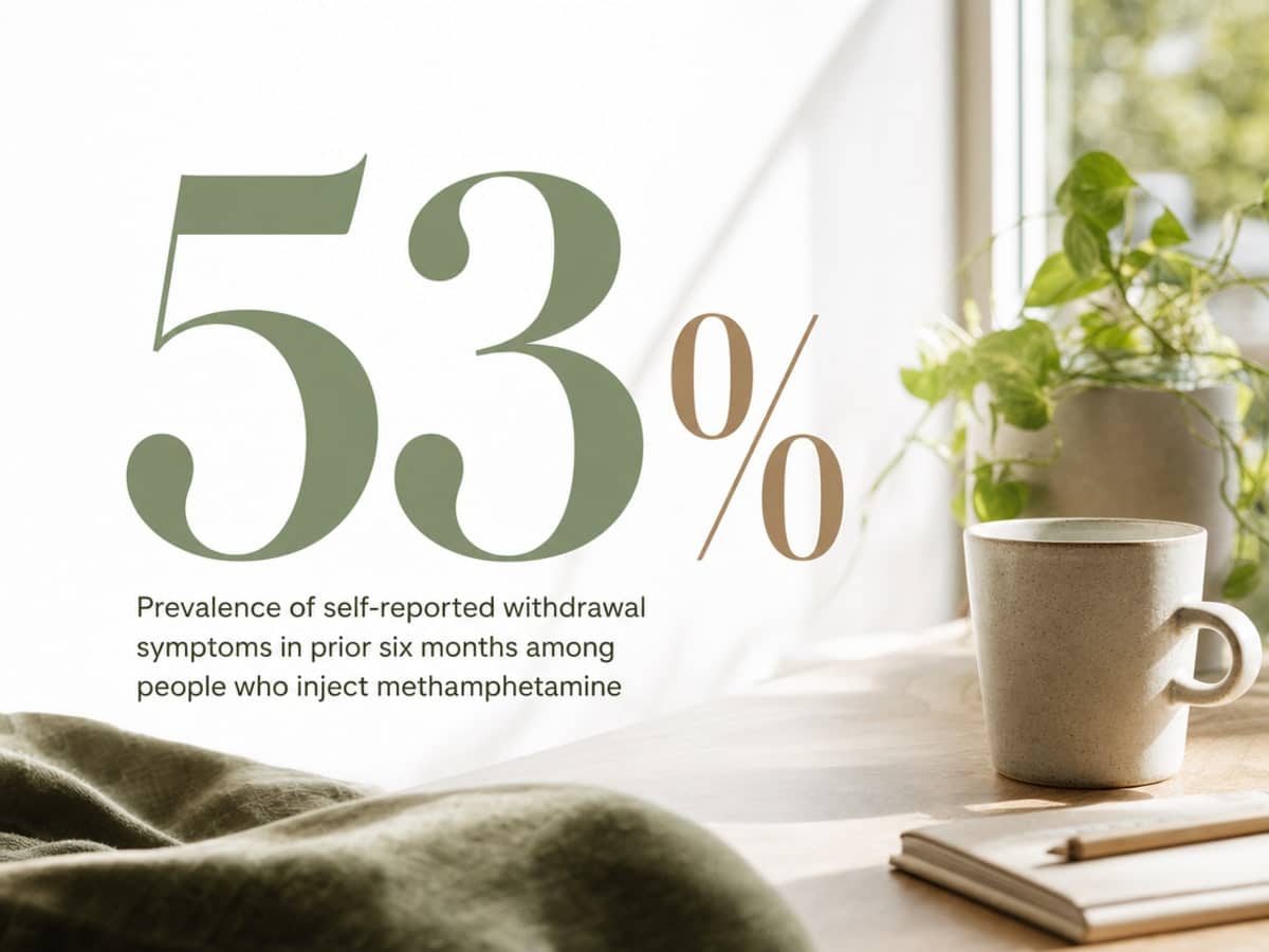 Infographic showing Prevalence of self-reported withdrawal symptoms in prior six months among people who inject methamphetamine