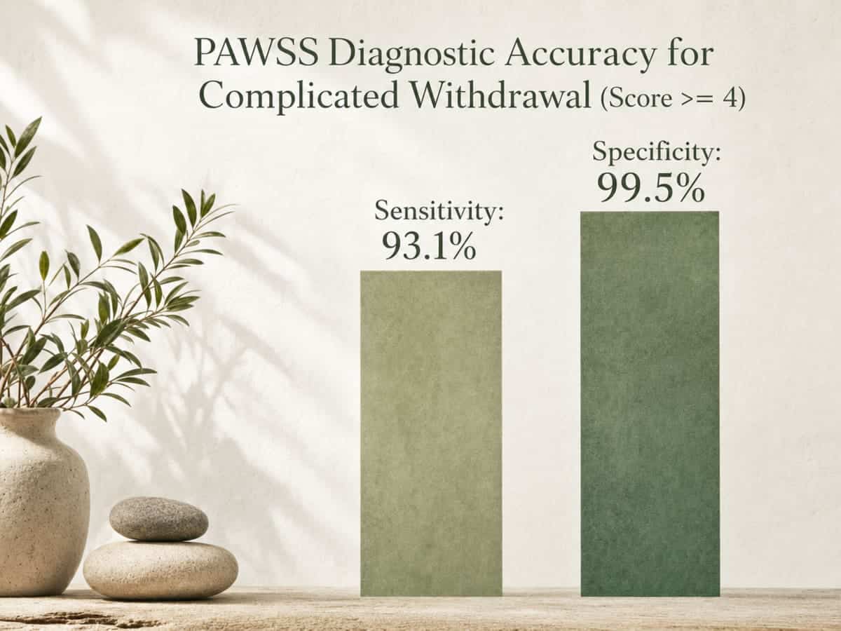 Chart showing PAWSS Diagnostic Accuracy for Complicated Withdrawal (Score >= 4)