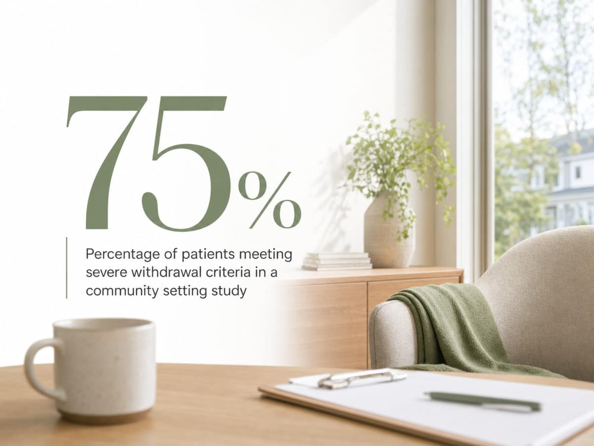 Infographic showing Percentage of patients meeting severe withdrawal criteria in a community setting study